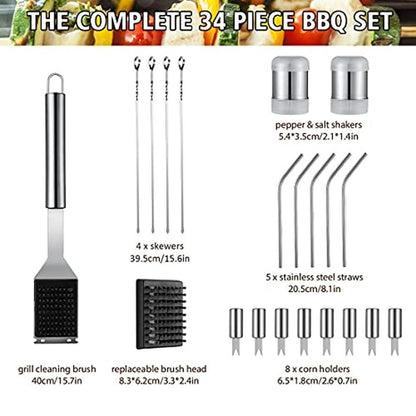 Grill Set: Hussar 34PCS BBQ Grill Tools Set Stainless Steel – Close-up Detail