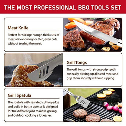 Grill Set: Hussar 34PCS BBQ Grill Tools Set Stainless Steel – In Use