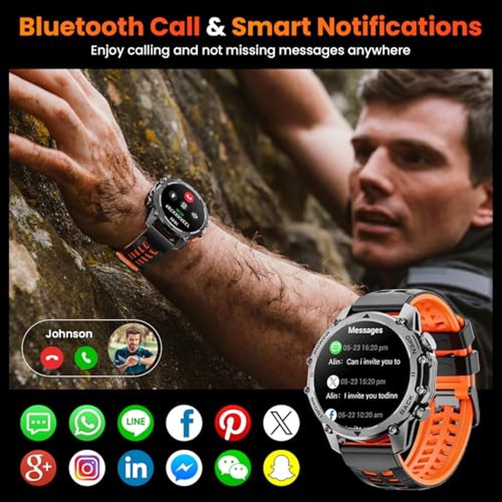 Hwagol Smart Watches: Hwagol 1.52'' Military Smart Watch – Close-up Detail