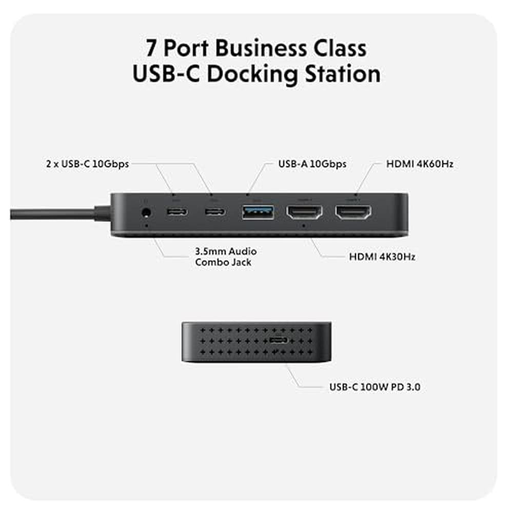 Dual Port: HyperDrive Next 4K HDMI 7 Port USB C Docking – Side View