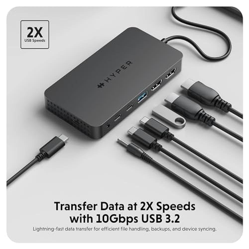 Dual Port: HyperDrive Next 4K HDMI 7 Port USB C Docking – In Use