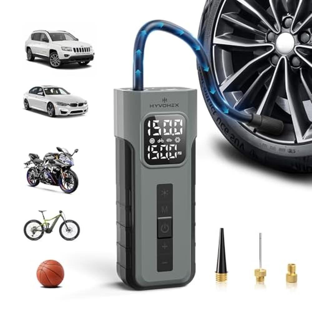 Air Pump: HYVOHEX Tire Inflator Portable Air Compressor 1 – Front View