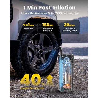 Air Pump: HYVOHEX Tire Inflator Portable Air Compressor 1 – Side View