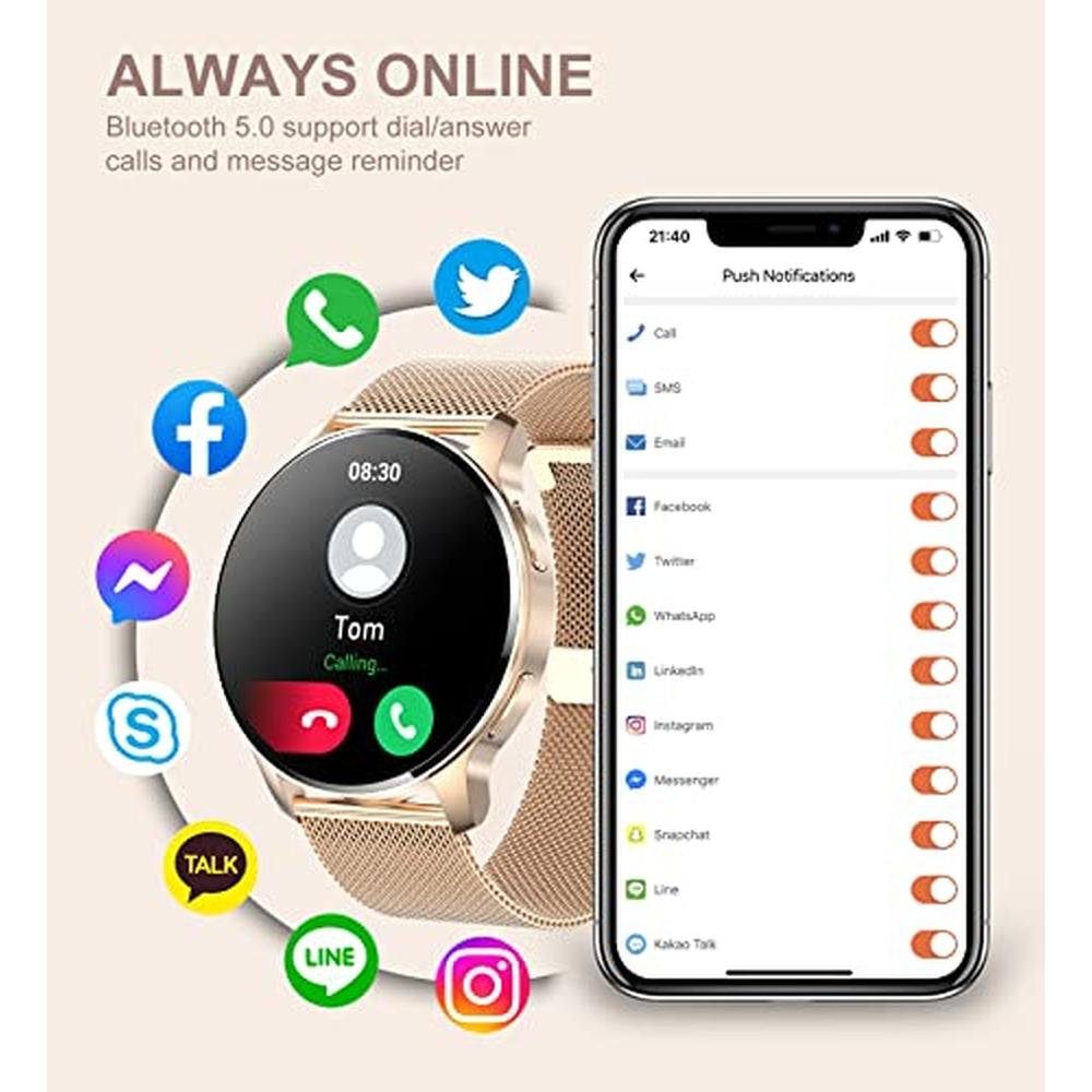 Iaret Smart Watch for Women: Iaret Waterproof Smartwatch – Side View