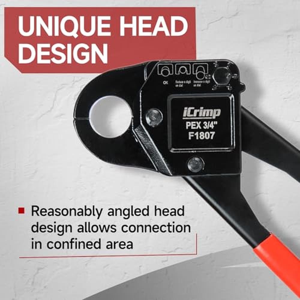 iCrimp Angle Head F1807: Premium PEX Pipe Crimping Tool for – Close-up Detail
