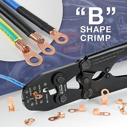 Battery Lug: iCrimp B-Type Crimper for Open Barrel Lug – Close-up Detail