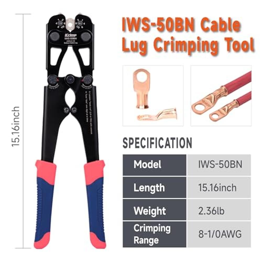 Battery Cable: iCrimp Lug Crimping Tool for 8-6-4-2-1-1/0 – Side View