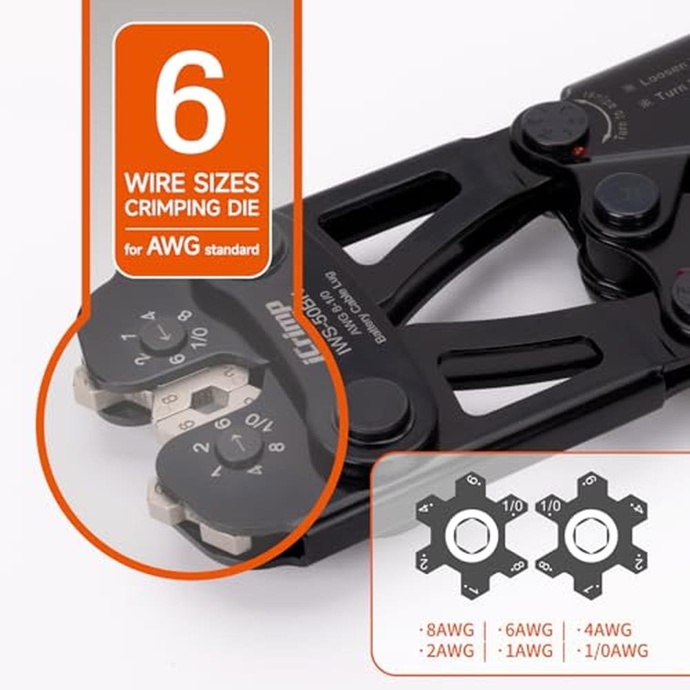 Battery Cable: iCrimp Lug Crimping Tool for 8-6-4-2-1-1/0 – In Use