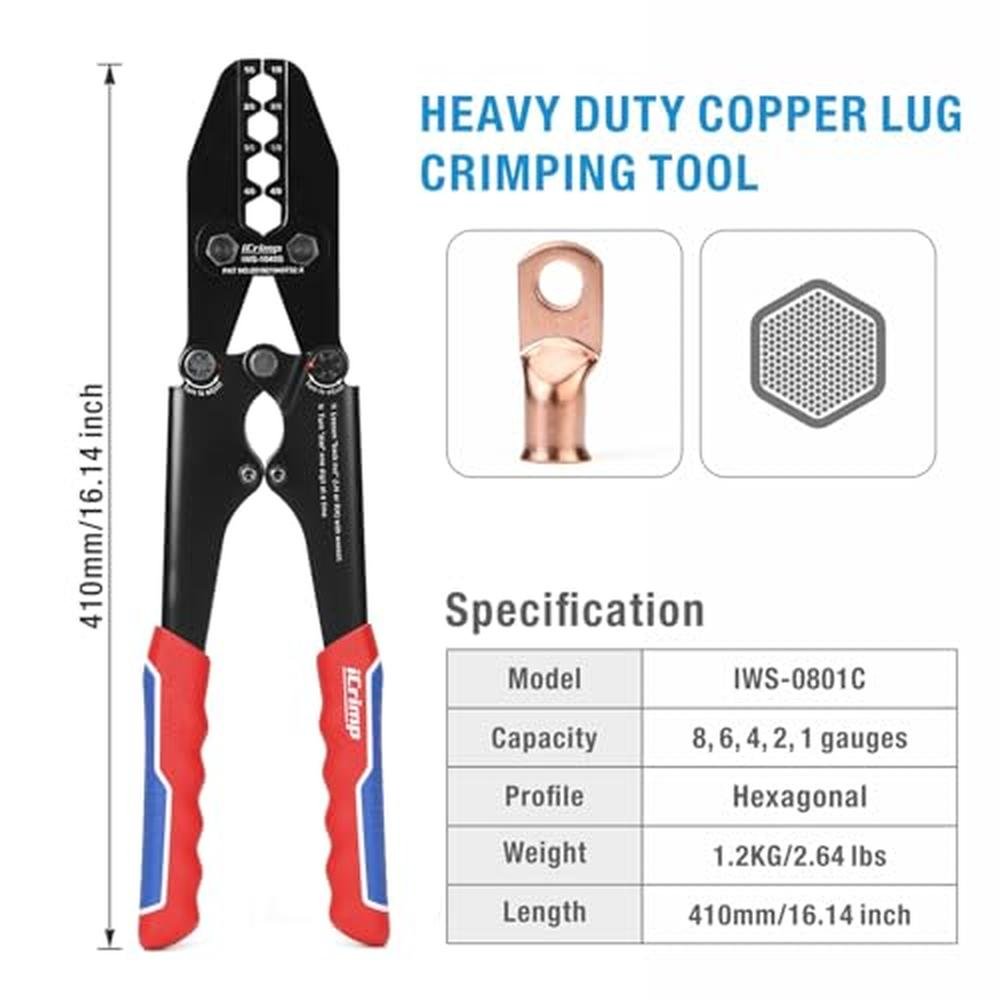 Lug Battery: iCrimp Battery Cable Lug Terminal Crimping Tool – Side View