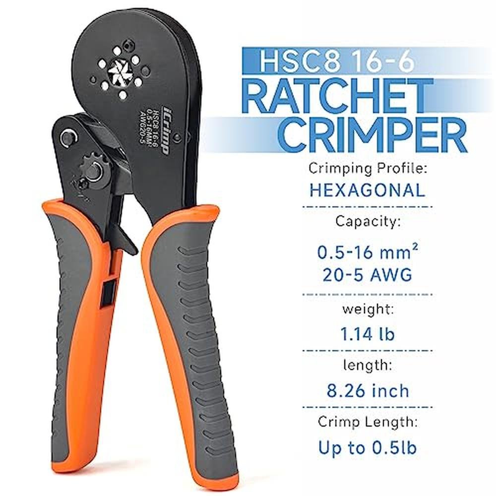 iCrimp Hexagonal: iCrimp Hexagonal Ratchet Crimper for End – Side View