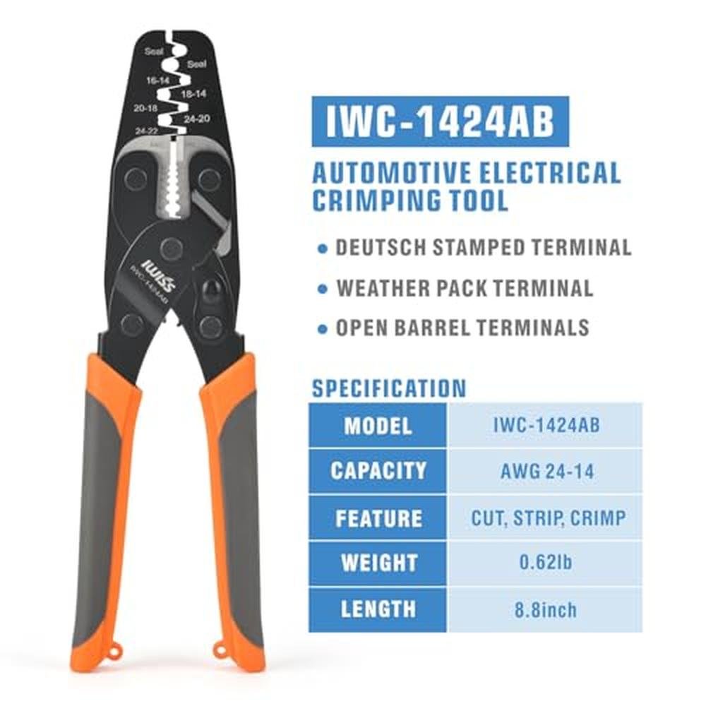 Wire Terminals: iCrimp IWC-1424AB Wire Crimping Tool for – Side View