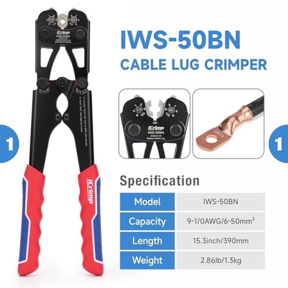 Battery Cable: iCrimp IWS-50BN Terminal Crimping Tool Kit – Side View