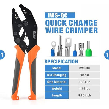 Wire Insulated Crimper: iCrimp Quick Change Ratcheting Tool – Side View