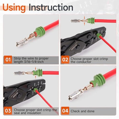 iCrimp Ratchet: iCrimp IWS-1424BP Weather Pack Sealed – In Use