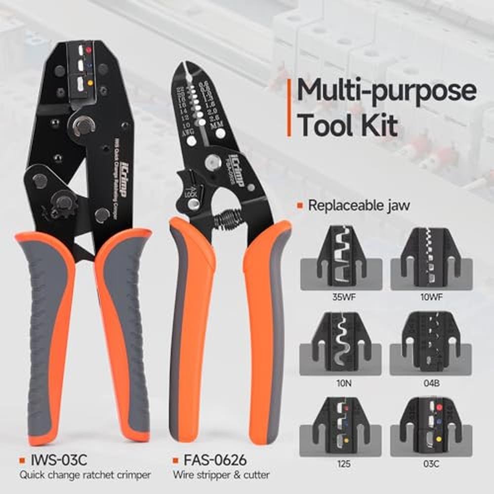 Insulated iCrimp: USA Warehouse 8-Piece Ratcheting Crimping – Side View