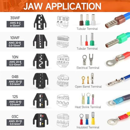 Insulated iCrimp: USA Warehouse 8-Piece Ratcheting Crimping – Close-up Detail