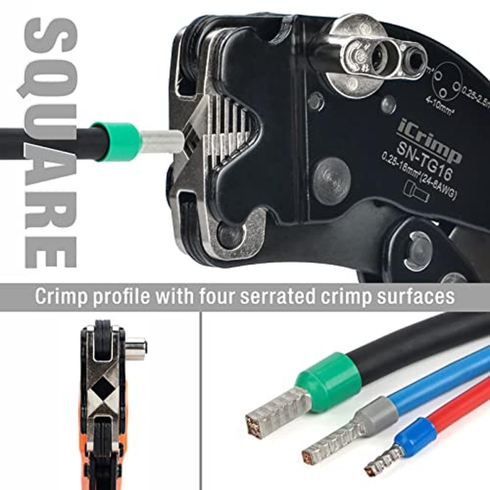 iCrimp Square: Ratchet Crimper for End Sleeves and Ferrules – Close-up Detail