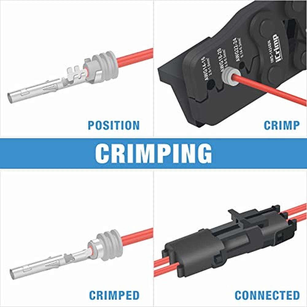 Weather Crimp: Delphi Aptiv Weather Pack Crimp Tool for AWG – In Use