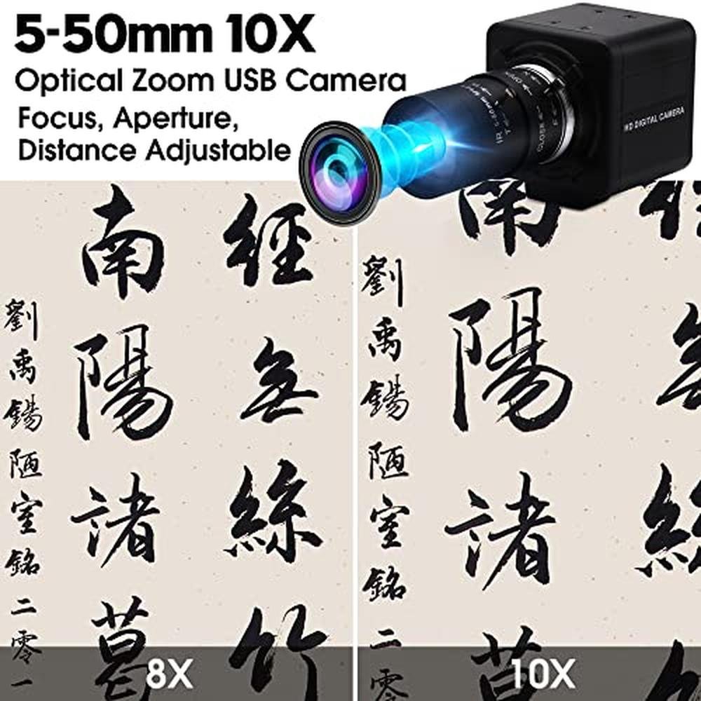 IFWATER 50mm: 4K Ultra HD USB Web Camera with 10X Varifocus – Side View
