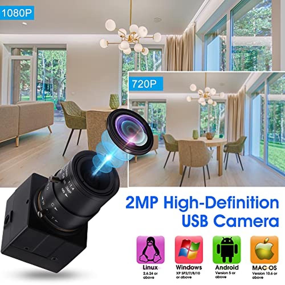 Camera Webcam: IFWATER USB Camera 2MP 2.8-12mm Varifocal – Side View
