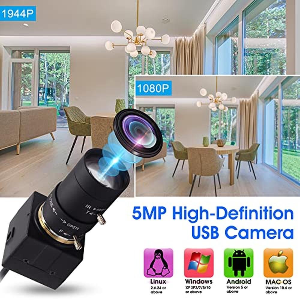 Camera IFWATER: IFWATER USB Camera 5MP Webcam 5-50mm 10x – Side View