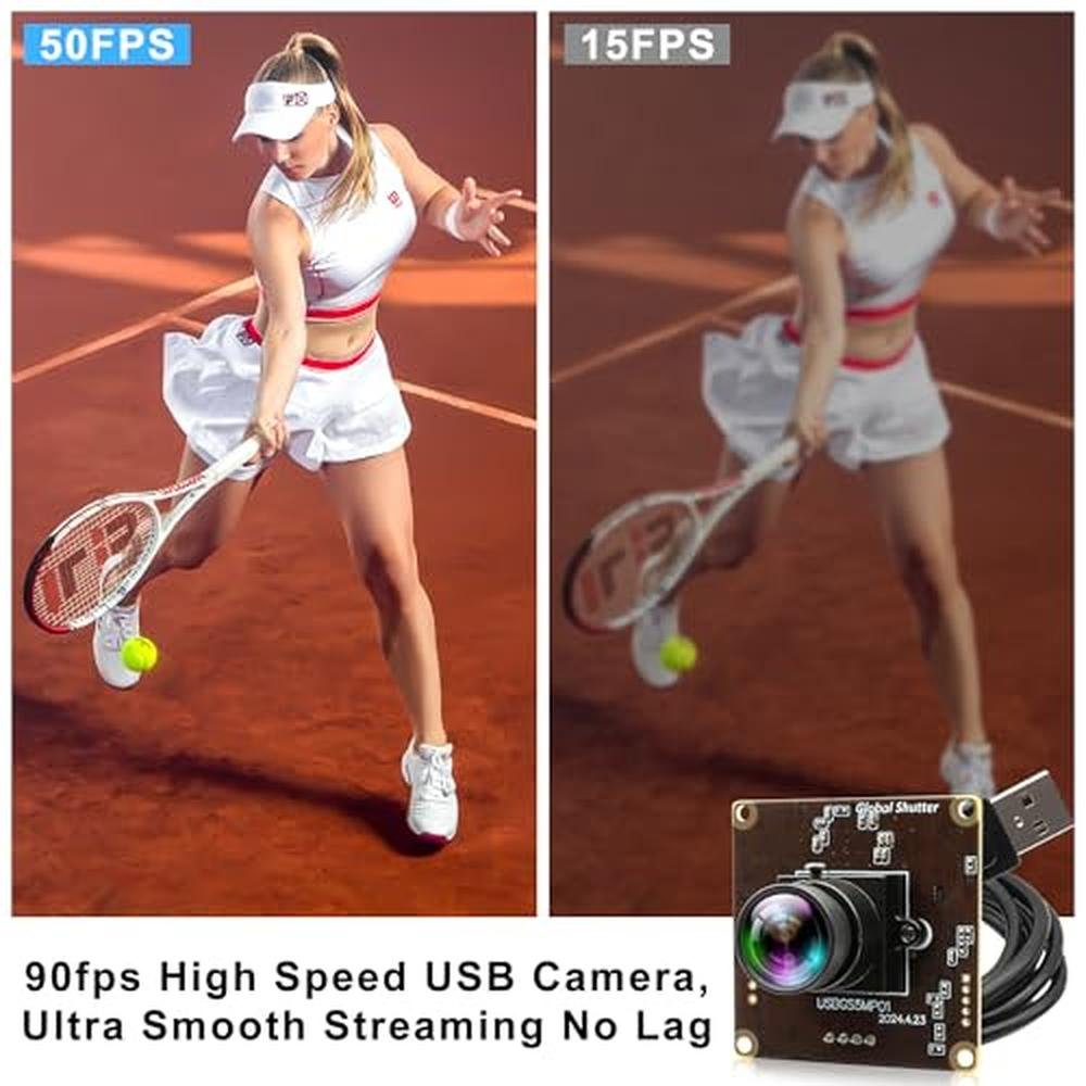 IFWATER USB Camera: Global Shutter 50fps High-Speed Webcam – Side View