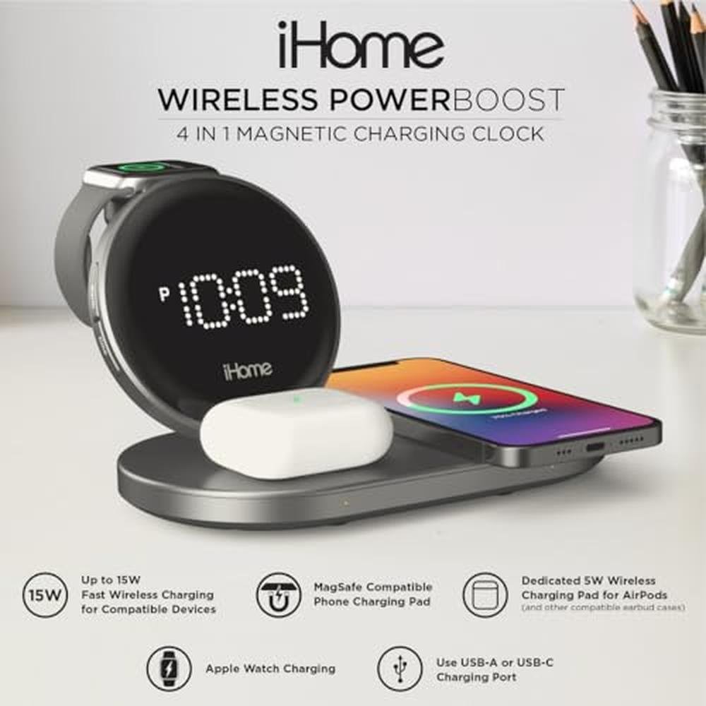 Charger Charging: iHome POWERBOOST Quad 4-in-1 Dual Qi – Side View