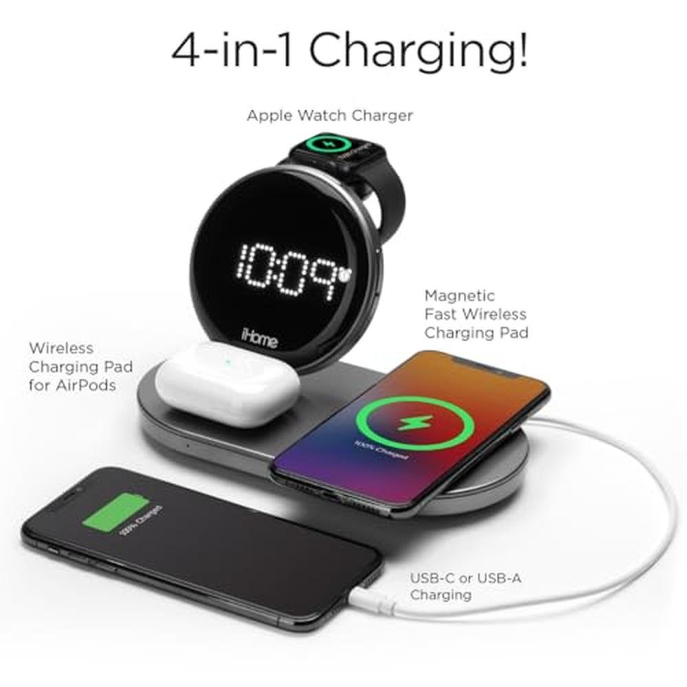 Charger Charging: iHome POWERBOOST Quad 4-in-1 Dual Qi – Close-up Detail