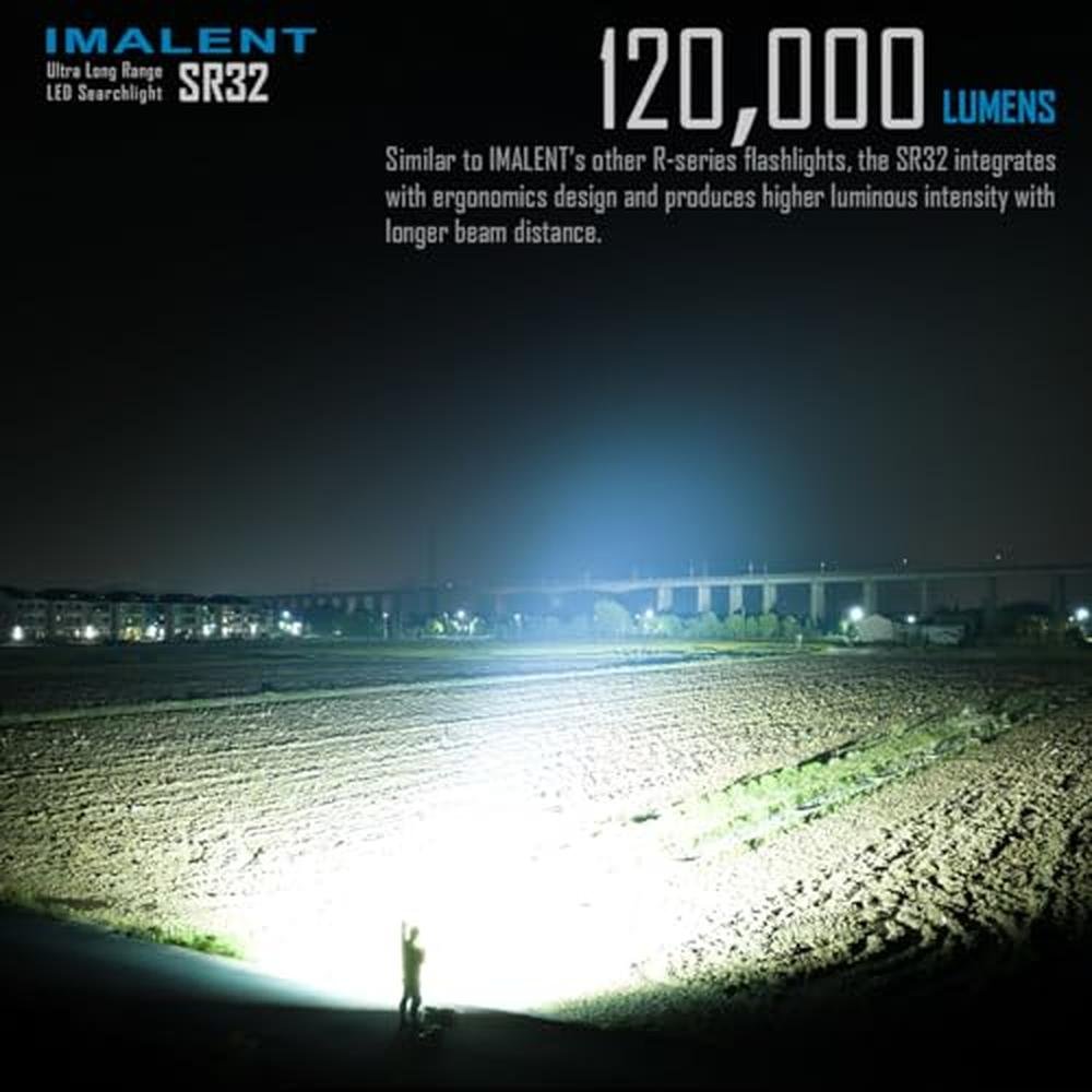 Lumens IMALENT: IMALENT SR32 120000 Lumens Flashlight – Side View