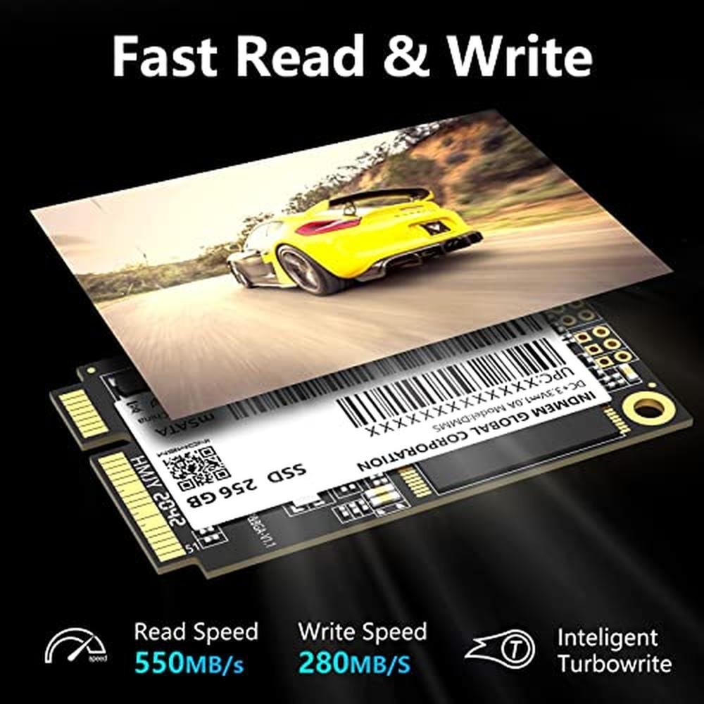 mSATA SSD 256GB: INDMEM Internal Mini SATA III SSD – Side View