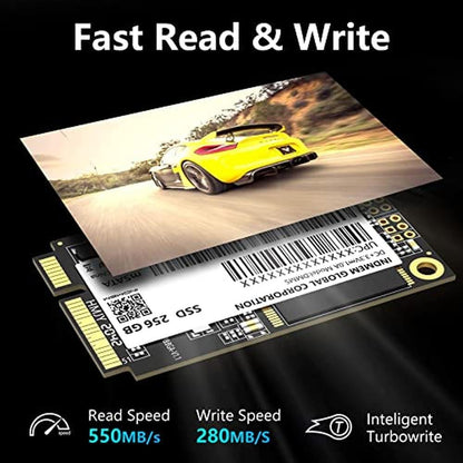 mSATA SSD 256GB: INDMEM Internal Mini SATA III SSD – Side View