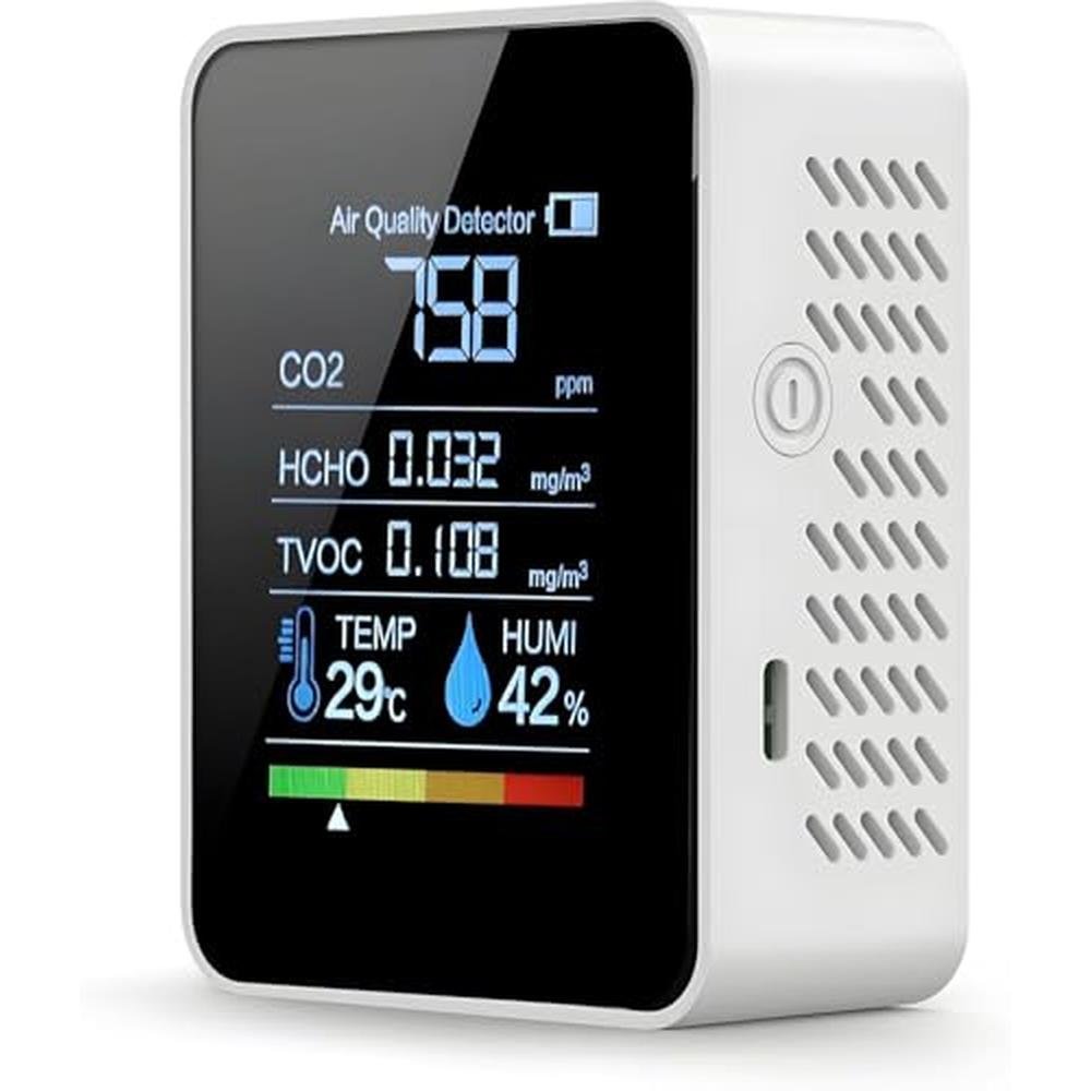 CO2 Detector: Air Quality Monitor 5-in-1 – Front View