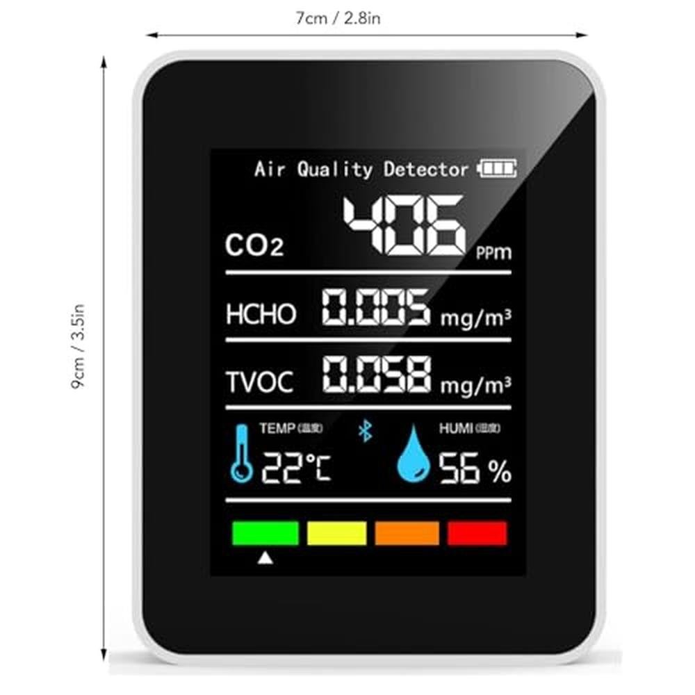 CO2 Detector: Air Quality Monitor 5-in-1 – Side View