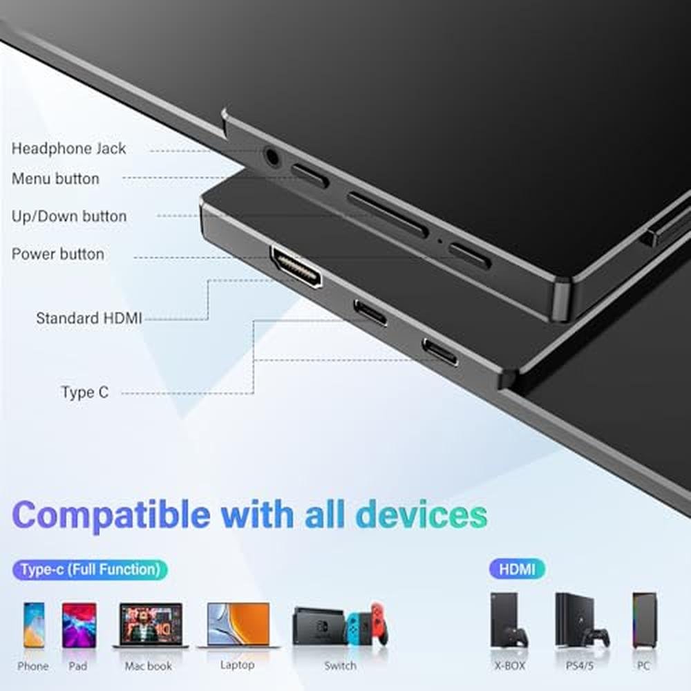 Portable Monitor: InnoView 15.6'' FHD 1080P USB-C – Close-up Detail