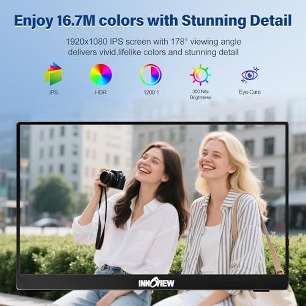 Portable Monitor: InnoView 15.6 1080P Ultra-Slim Laptop – Side View