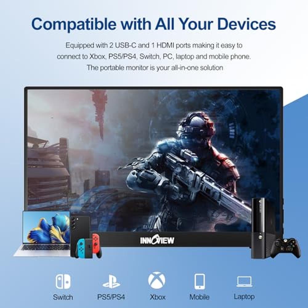 Portable Monitor: InnoView 15.6 1080P Ultra-Slim Laptop – In Use
