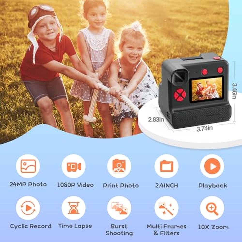 Instant Print Camera: Kids Instant Camera 1080p – Side View