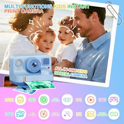 Camera Kids: TYPONOS Instant Print Camera for Girls and Boys – Side View