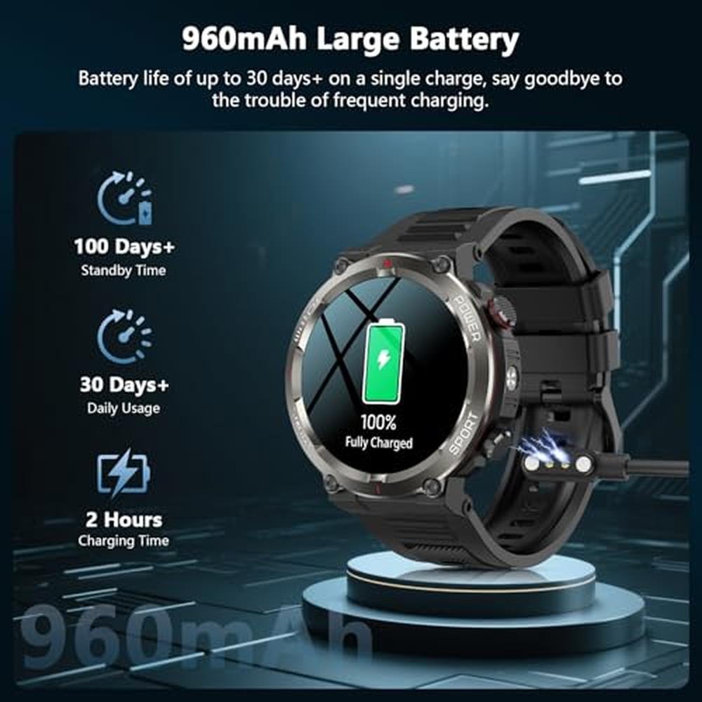 IOWODO Military Smart Watch for Men – Close-up Detail