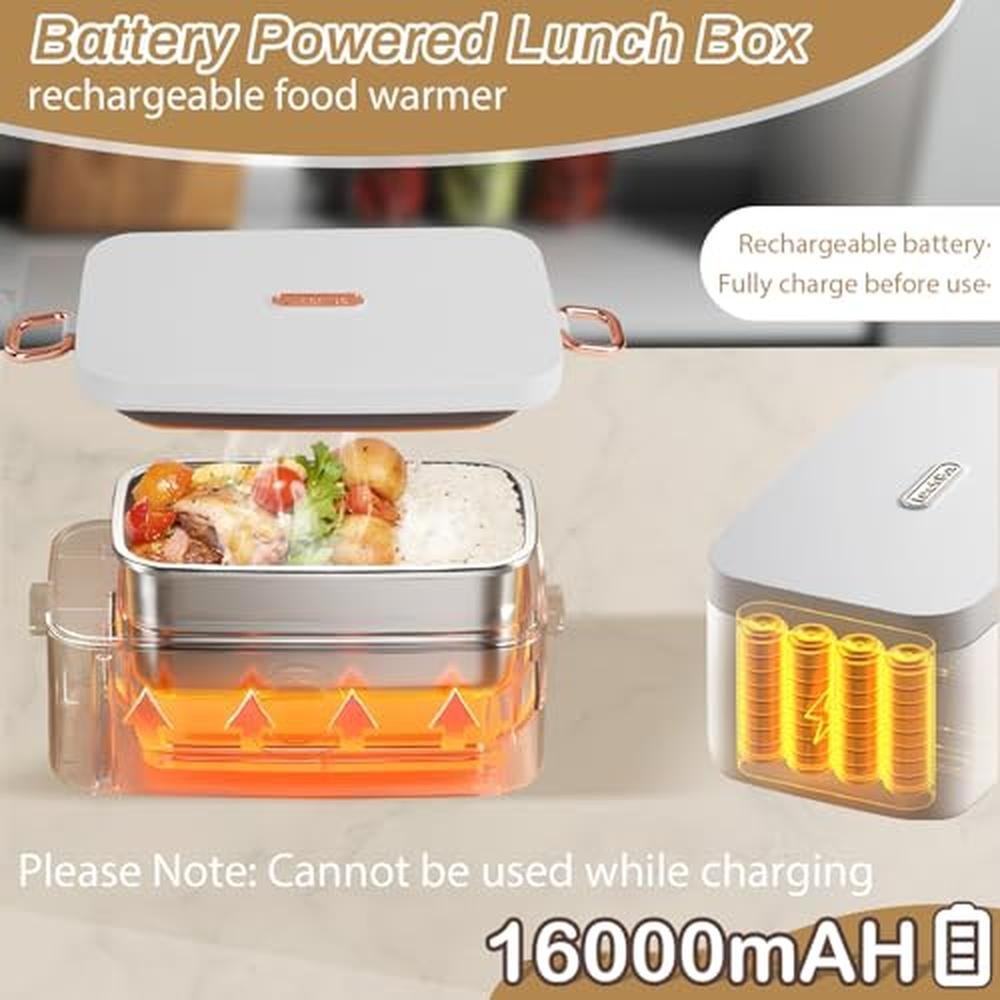 Heating Lunch Box: Iridesc 1L Battery Powered Lunch Box – Side View
