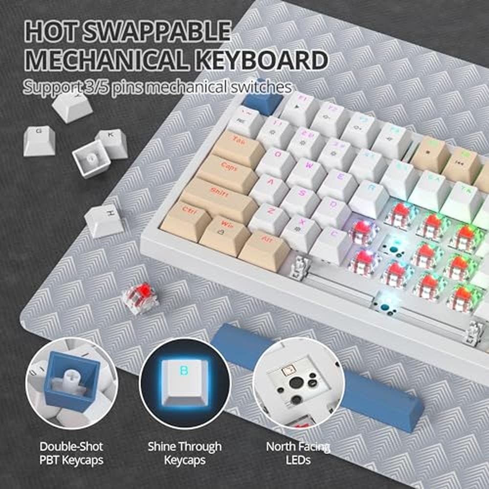 Keyboard Creamy: iRoboosta 75 Mechanical Creamy Keyboard – Side View