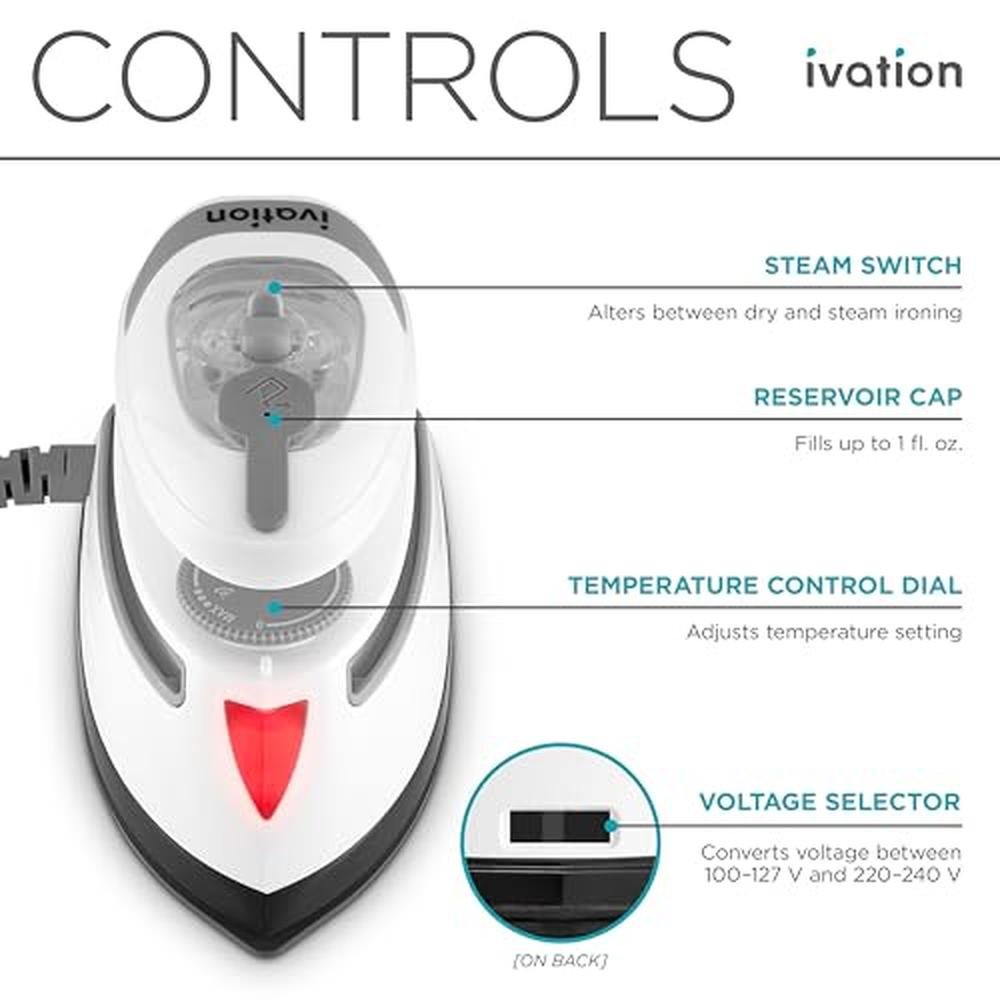 Ivation Travel Steam Iron: Mini Dual Voltage Dry Iron & – In Use