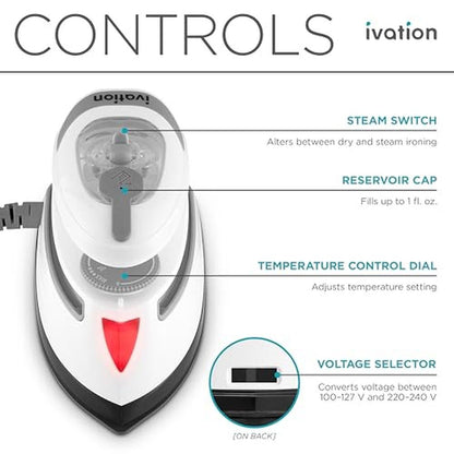 Ivation Travel Steam Iron: Mini Dual Voltage Dry Iron & – In Use