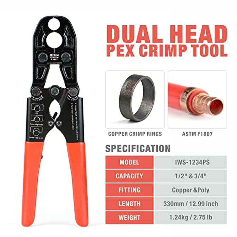 IWISS PEX Crimp Tool: IWISS iCrimp 13-inch Combo PEX Crimper – Side View