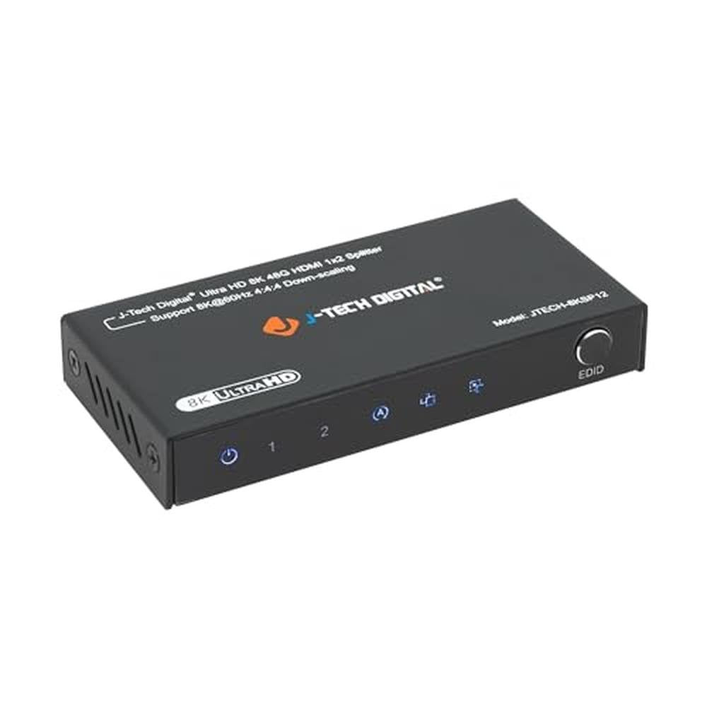 Splitter Tech: J-Tech Digital HDMI Splitter 1x2 4K 120Hz 8K – Front View
