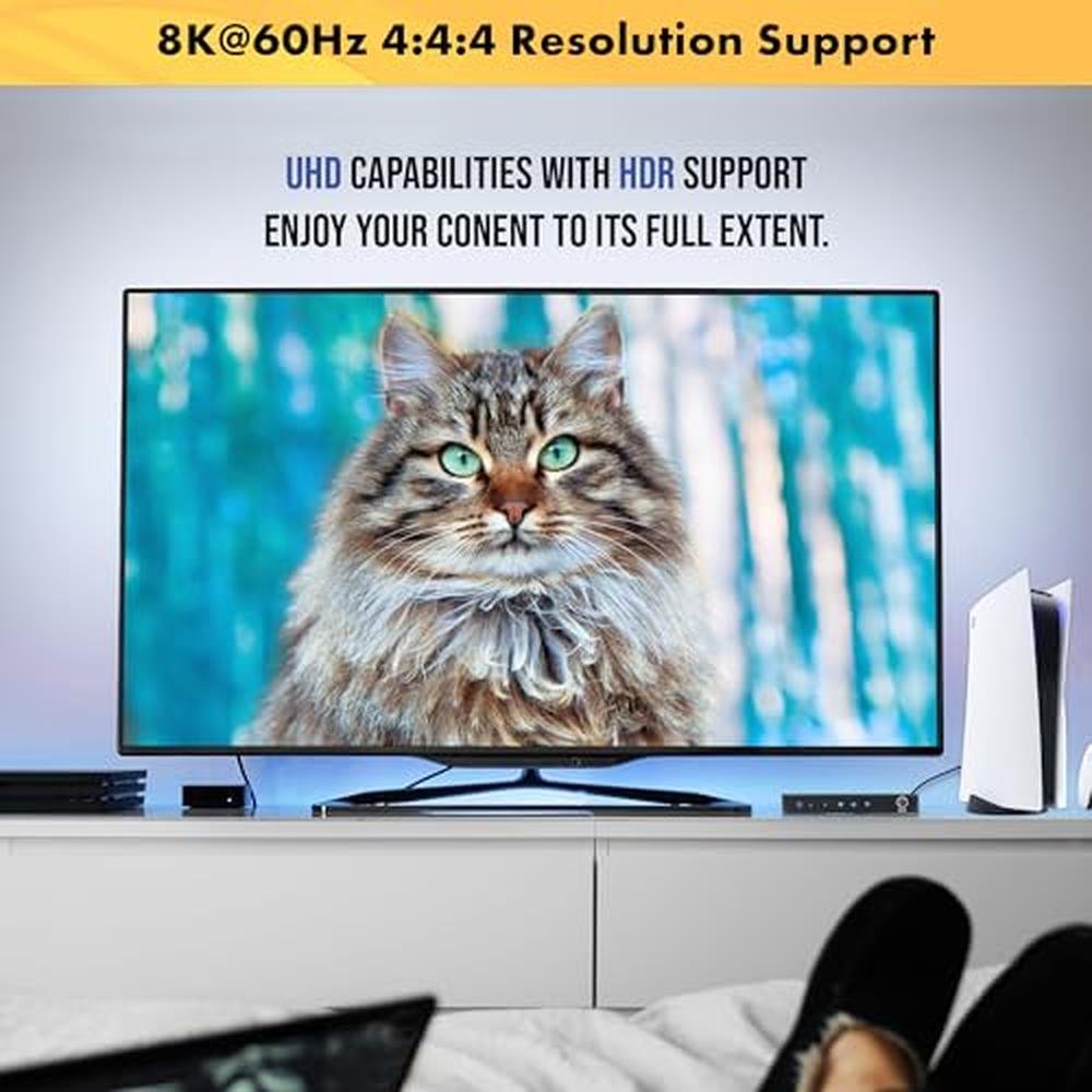 Splitter Tech: J-Tech Digital HDMI Splitter 1x2 4K 120Hz 8K – Close-up Detail