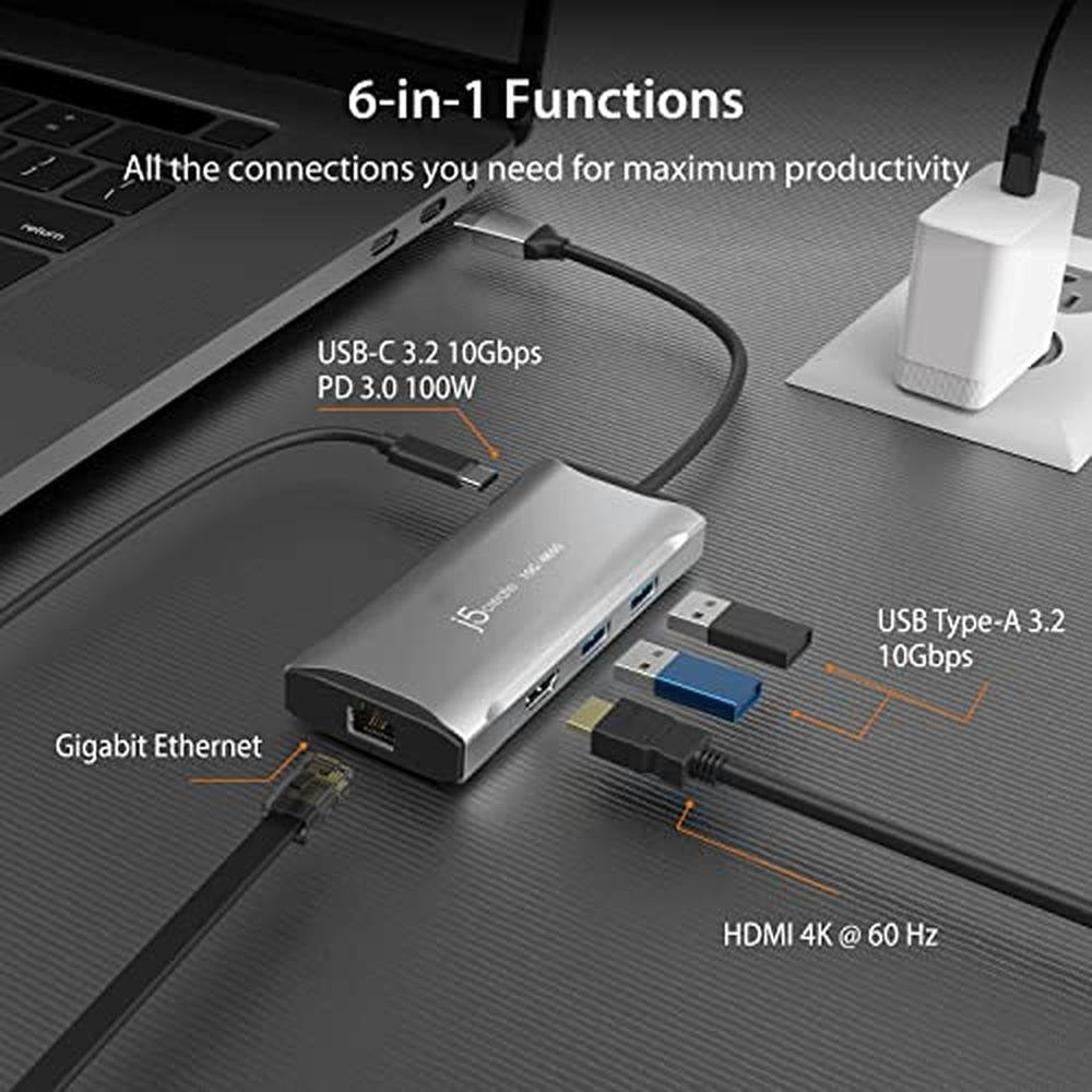10Gbps J5create: J5create USB-C Hub 4K 60Hz HDMI 2-USB-A – Side View