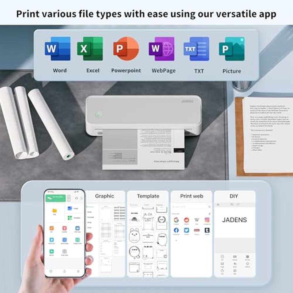 Thermal Jadens: JADENS Portable Wireless Thermal Printer – Close-up Detail
