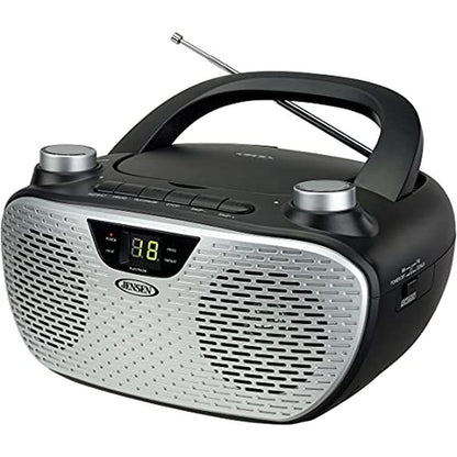Jensen CD485BK Boombox CD AM/FM Stereo Radio (Black) – Front View