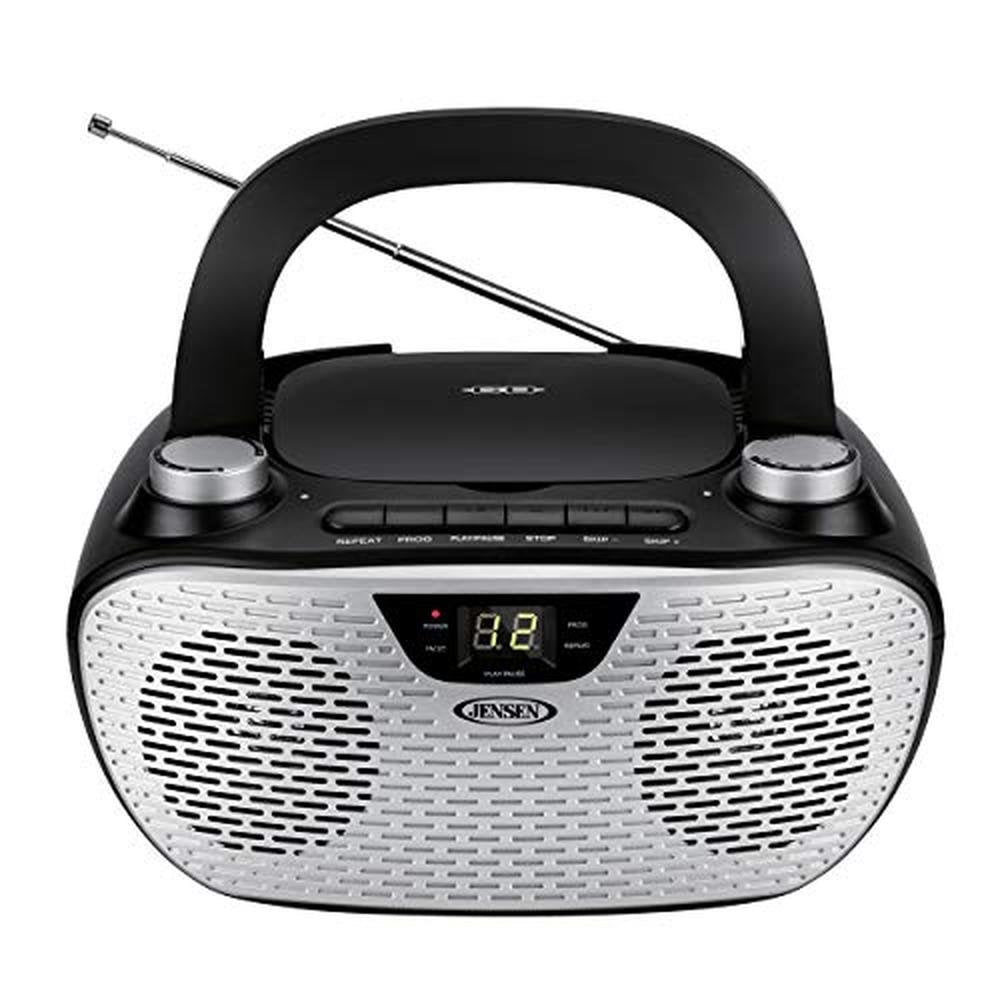 Jensen CD485BK Boombox CD AM/FM Stereo Radio (Black) – Side View